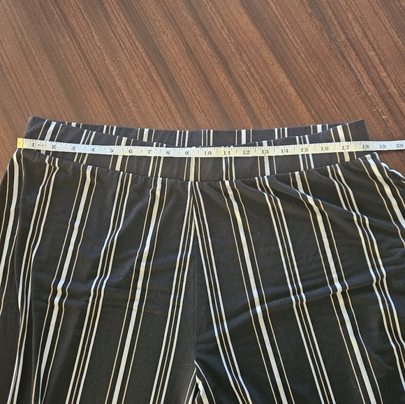 Alfani Wide Leg Black Brown Gold Striped Pull On Pants Plus Sz 1X EUC - Picture 6 of 10
